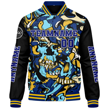 Maßgeschneiderte Königliche Gelb Letterman Varsity Jacket Individuelle Stickerei Druck nach Ihrem Wunsch
