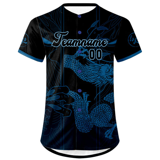 Benutzerdefiniert Blau Schwarz Personalisierter Baseball Jersey mit Farbverlauf Team Uniform mit Namen und Nummer