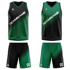 Benutzerdefinierte Schwarz Grün Reversible Basketball Jersey Personalisierte Print Name Nummer Logo