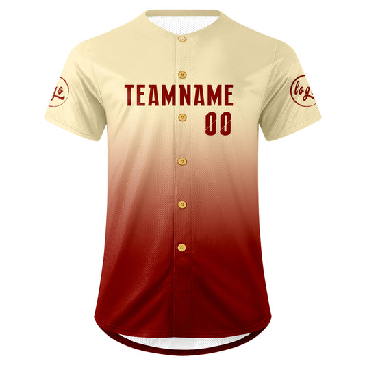 Benutzerdefiniert Weiß Rot Personalisierter Baseball Jersey mit Farbverlauf Team Uniform mit Namen und Nummer