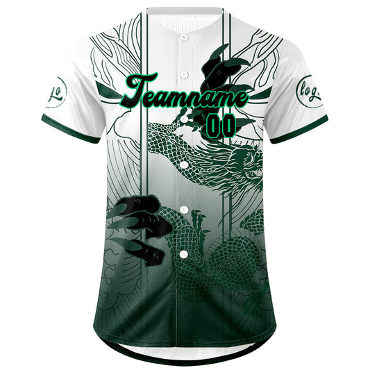 Benutzerdefiniert Grün Weiß Personalisierter Baseball Jersey mit Farbverlauf Team Uniform mit Namen und Nummer