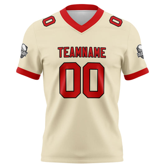 Benutzerdefinierte Creme Rot Fußball Trikots Personalisierter Name Nummer Logo