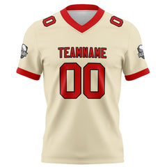 Benutzerdefinierte Creme Rot Fußball Trikots Personalisierter Name Nummer Logo