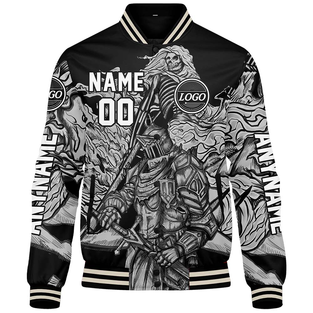 Maßgeschneiderte Grau Letterman Varsity Jacket Individuelle Stickerei Druck nach Ihrem Wunsch