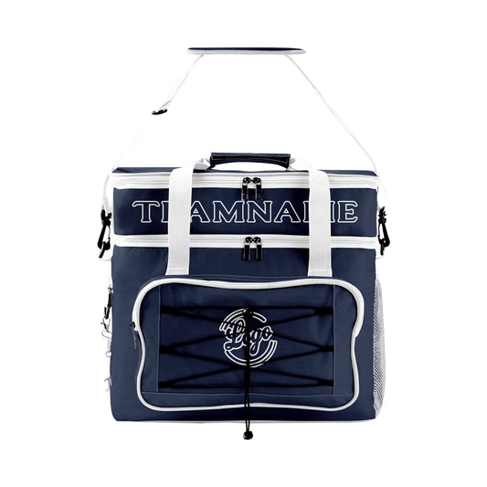 Maßgeschickerte Marine Weiß vollflächig bedruckte isolierte Kühltasche mit Doppelwand Wasserdichte 600D Oxford Picknick-Tragetasche für Teamevents & Outdoor-Grillen