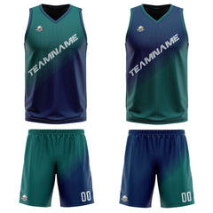 Benutzerdefinierte Grün Blau Reversible Basketball Jersey Personalisierte Print Name Nummer Logo