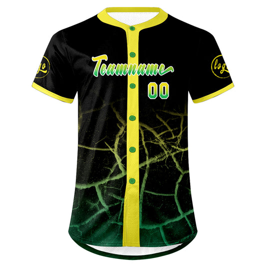 Benutzerdefiniert Schwarz Gelb Grün Personalisierter Baseball Jersey mit Farbverlauf Team Uniform mit Namen und Nummer