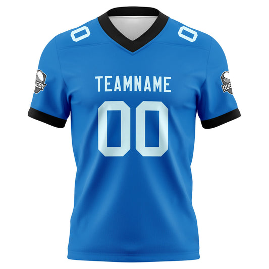 Benutzerdefinierte Blau Cyan Fußball Trikots Personalisierter Name Nummer Logo