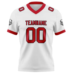 Benutzerdefinierte Weiß Rot Fußball Trikots Personalisierter Name Nummer Logo