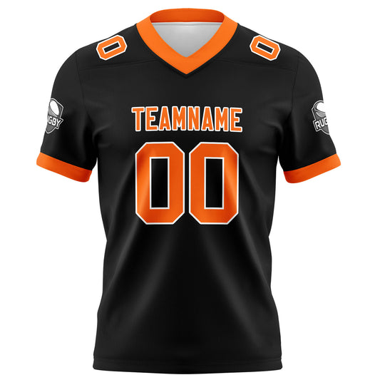 Benutzerdefinierte Schwarz Orange Fußball Trikots Personalisierter Name Nummer Logo