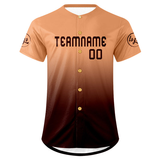 Benutzerdefiniert Hellbraun Dunkelbraun Personalisierter Baseball Jersey mit Farbverlauf Team Uniform mit Namen und Nummer
