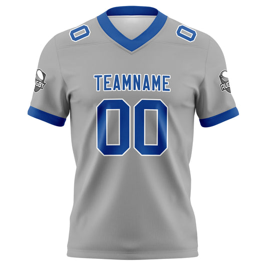 Benutzerdefinierte Grau Blau Fußball Trikots Personalisierter Name Nummer Logo
