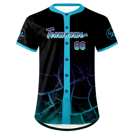 Benutzerdefiniert Schwarz Himmelblau Lila Personalisierter Baseball Jersey mit Farbverlauf Team Uniform mit Namen und Nummer