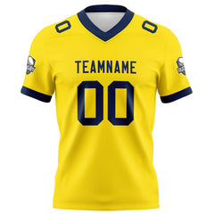 Benutzerdefinierte Gelb Marine Fußball Trikots Personalisierter Name Nummer Logo
