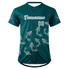 Benutzerdefiniert Dunkelgrün Grau Personalisierter Baseball Jersey mit Farbverlauf Team Uniform mit Namen und Nummer