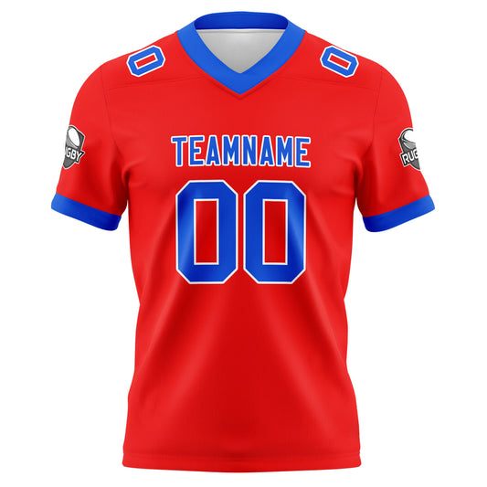 Benutzerdefinierte Rot Blau Fußball Trikots Personalisierter Name Nummer Logo