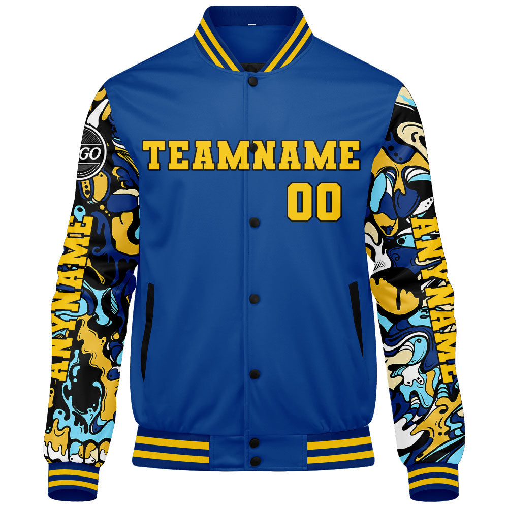Maßgeschneiderte Königliche Letterman Varsity Jacket Individuelle Stickerei Druck nach Ihrem Wunsch