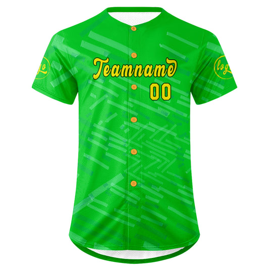 Benutzerdefiniert Grün Gelb Personalisierter Baseball Jersey mit Farbverlauf Team Uniform mit Namen und Nummer