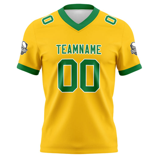 Benutzerdefinierte Gelb Grün Fußball Trikots Personalisierter Name Nummer Logo