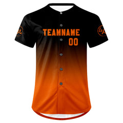 Benutzerdefiniert Schwarz Orange Personalisierter Baseball Jersey mit Farbverlauf Team Uniform mit Namen und Nummer