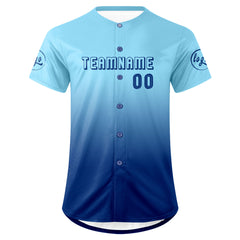Benutzerdefiniert Hellblau Blau Personalisierter Baseball Jersey mit Farbverlauf Team Uniform mit Namen und Nummer