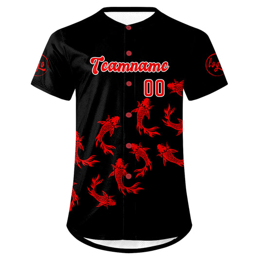 Benutzerdefiniert Schwarz Rot Personalisierter Baseball Jersey mit Farbverlauf Team Uniform mit Namen und Nummer