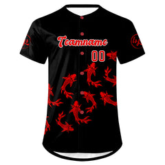Benutzerdefiniert Schwarz Rot Personalisierter Baseball Jersey mit Farbverlauf Team Uniform mit Namen und Nummer
