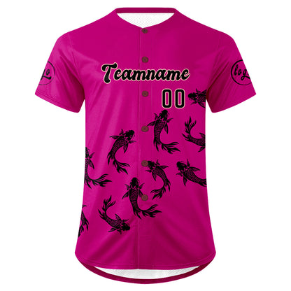 Benutzerdefiniert Rose Rosa Schwarz Personalisierter Baseball Jersey mit Farbverlauf Team Uniform mit Namen und Nummer