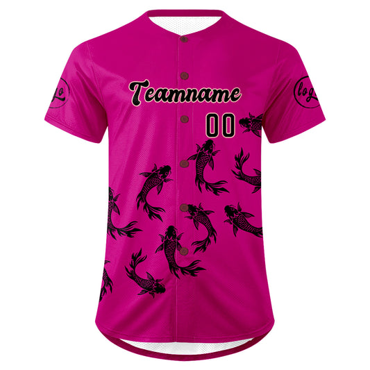 Benutzerdefiniert Rose Rosa Schwarz Personalisierter Baseball Jersey mit Farbverlauf Team Uniform mit Namen und Nummer