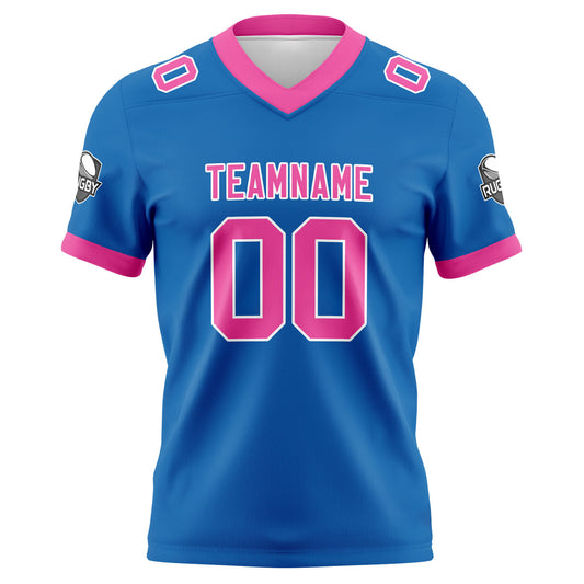 Benutzerdefinierte Blau Rosa Fußball Trikots Personalisierter Name Nummer Logo