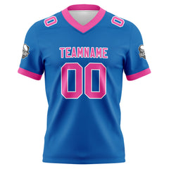Benutzerdefinierte Blau Rosa Fußball Trikots Personalisierter Name Nummer Logo