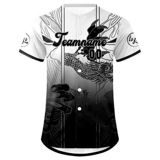 Benutzerdefiniert Weiß Schwarz Personalisierter Baseball Jersey mit Farbverlauf Team Uniform mit Namen und Nummer