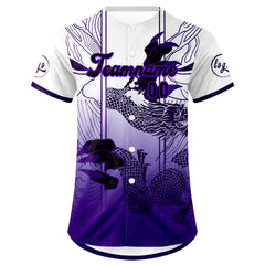Benutzerdefiniert Weiß Lila Personalisierter Baseball Jersey mit Farbverlauf Team Uniform mit Namen und Nummer