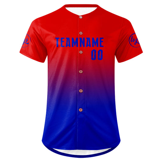 Benutzerdefiniert Rot Blau Personalisierter Baseball Jersey mit Farbverlauf Team Uniform mit Namen und Nummer