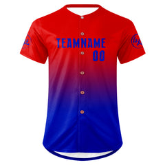 Benutzerdefiniert Rot Blau Personalisierter Baseball Jersey mit Farbverlauf Team Uniform mit Namen und Nummer