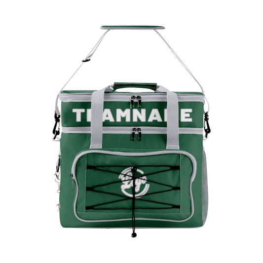 Maßgeschickerte Dunkelgrün Grau vollflächig bedruckte isolierte Kühltasche mit Doppelwand Wasserdichte 600D Oxford Picknick-Tragetasche für Teamevents & Outdoor-Grillen