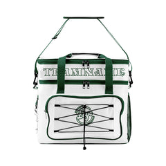 Maßgeschickerte Weiß Dunkelgrün vollflächig bedruckte isolierte Kühltasche mit Doppelwand Wasserdichte 600D Oxford Picknick-Tragetasche für Teamevents & Outdoor-Grillen