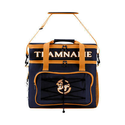Maßgeschickerte Marine Orange vollflächig bedruckte isolierte Kühltasche mit Doppelwand Wasserdichte 600D Oxford Picknick-Tragetasche für Teamevents & Outdoor-Grillen
