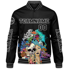 Maßgeschneiderte Grau Letterman Varsity Jacket Individuelle Stickerei Druck nach Ihrem Wunsch