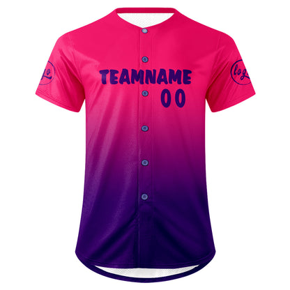 Benutzerdefiniert Fuchsia Lila Personalisierter Baseball Jersey mit Farbverlauf Team Uniform mit Namen und Nummer
