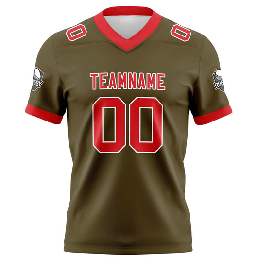 Benutzerdefinierte Braun Rot Fußball Trikots Personalisierter Name Nummer Logo