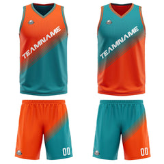 Benutzerdefinierte Orange Grün Reversible Basketball Jersey Personalisierte Print Name Nummer Logo
