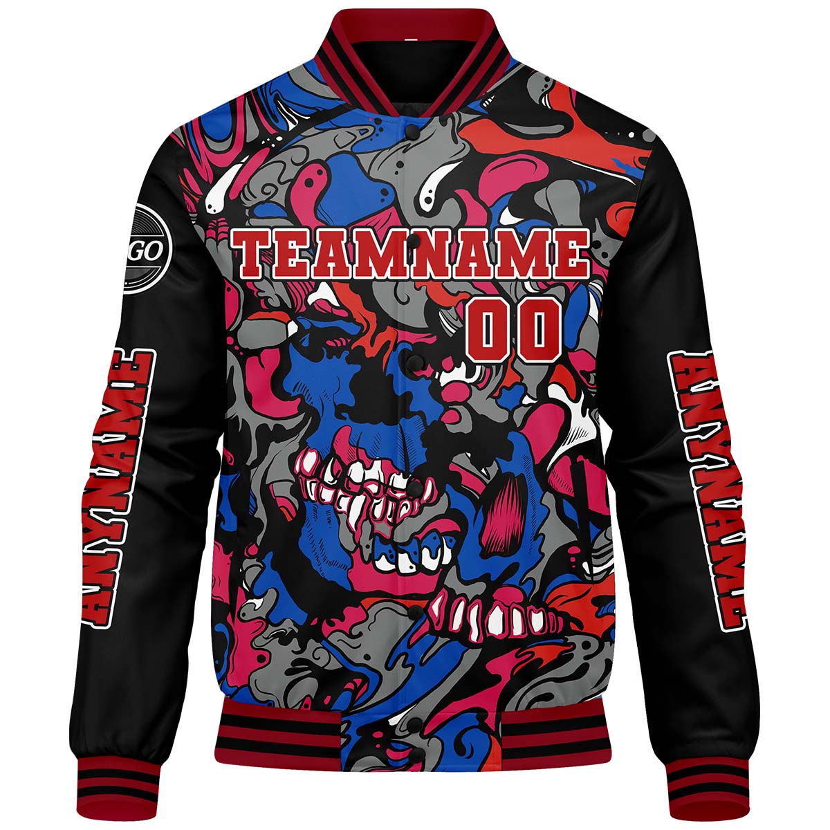 Maßgeschneiderte Rot Königliche Letterman Varsity Jacket Individuelle Stickerei Druck nach Ihrem Wunsch
