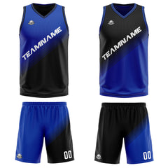 Benutzerdefinierte Blau Schwarz Reversible Basketball Jersey Personalisierte Print Name Nummer Logo