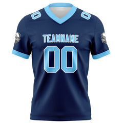Benutzerdefinierte Marine Blau Fußball Trikots Personalisierter Name Nummer Logo