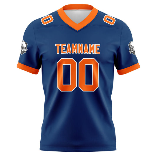 Benutzerdefinierte Blau Orange Fußball Trikots Personalisierter Name Nummer Logo