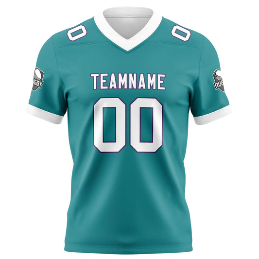Benutzerdefinierte Aqua Weiß Fußball Trikots Personalisierter Name Nummer Logo