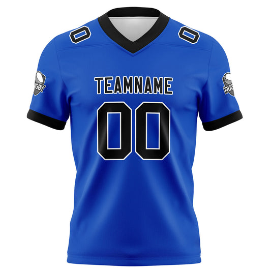 Benutzerdefinierte Blau Schwarz Fußball Trikots Personalisierter Name Nummer Logo