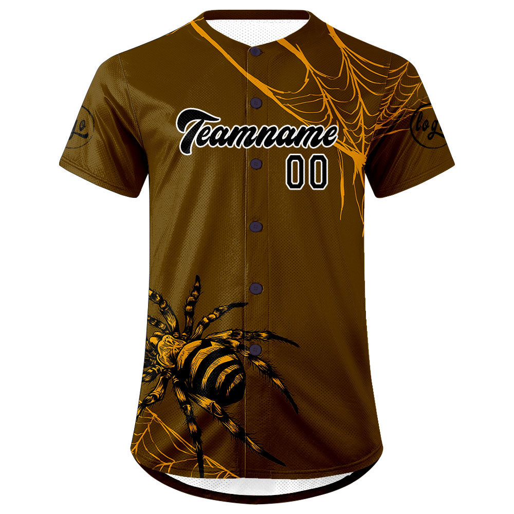 Benutzerdefiniert Braun Gelb Personalisierter Baseball Jersey mit Farbverlauf Team Uniform mit Namen und Nummer