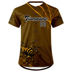 Benutzerdefiniert Braun Gelb Personalisierter Baseball Jersey mit Farbverlauf Team Uniform mit Namen und Nummer